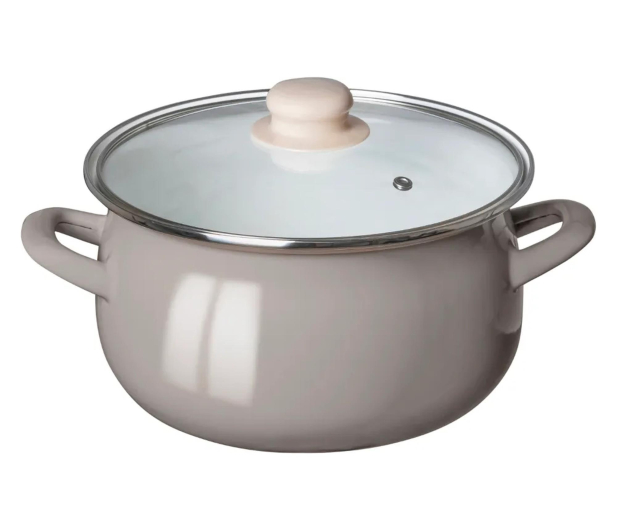 Altom Garnek emaliowany 22cm z pokrywą szklaną 3,5l taupe - 1580546 - zdjęcie 2
